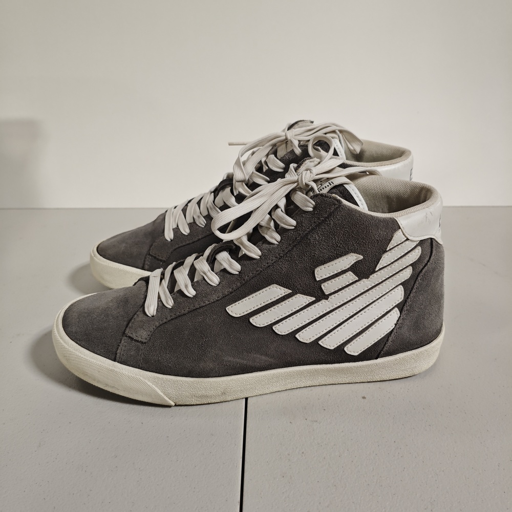Emporio Armani EA7 Shoes Mens Size 7 Gray Suede Mid Top Athletic Sneakers